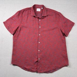 Murano Baird McNutt Shirt Mens XL Camp Linen Blend Floral Print Jacquard Beachy